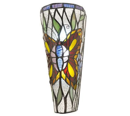 Stained Glass Battery Operated 11-inch Wall Sconce QVC.com